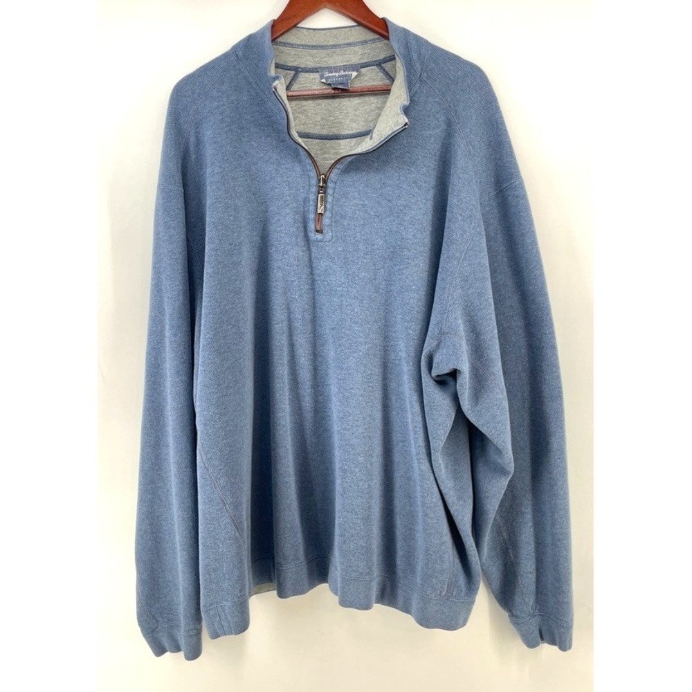 Tommy Bahama Reversible Mens‎ 3XLT Long Sleeve 1/4 Zip Pullover Sweater Blue 3XT